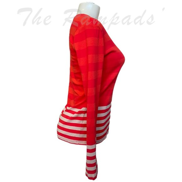 NWOT Ann Taylor Red and Tan/Khaki Toned Striped Long-sleeve T-shirt Size… - Picture 6 of 7